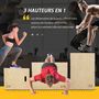 Voir la diapositive 4 : HOMCOM Box jump - box de pliométrie - boite de saut - 3 hauteurs 51/61/76H cm - charge max. 120 Kg - bois de hêtre