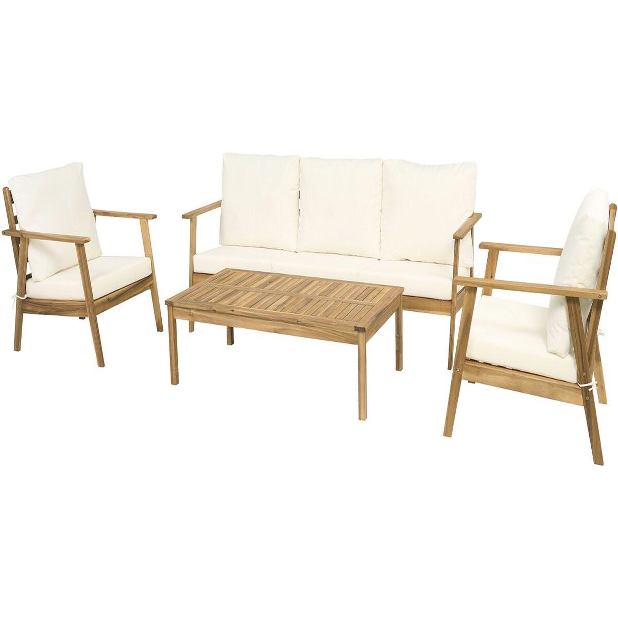 Voir la diapositive 4 : Habitat et Jardin Salon de jardin en bois d'acacia avec coussins  chilwell  - 5 places - beige