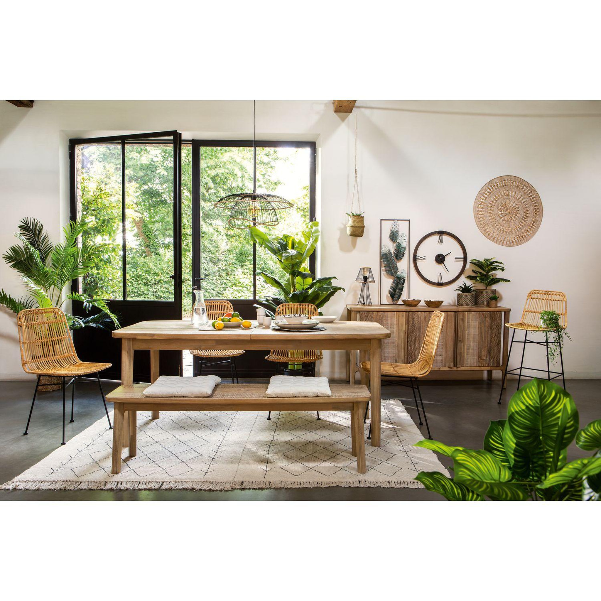 Voir la diapositive 2 : Atmosphera Kids Table à manger extensible banila en bois pour 6 à 10 personnes - marron