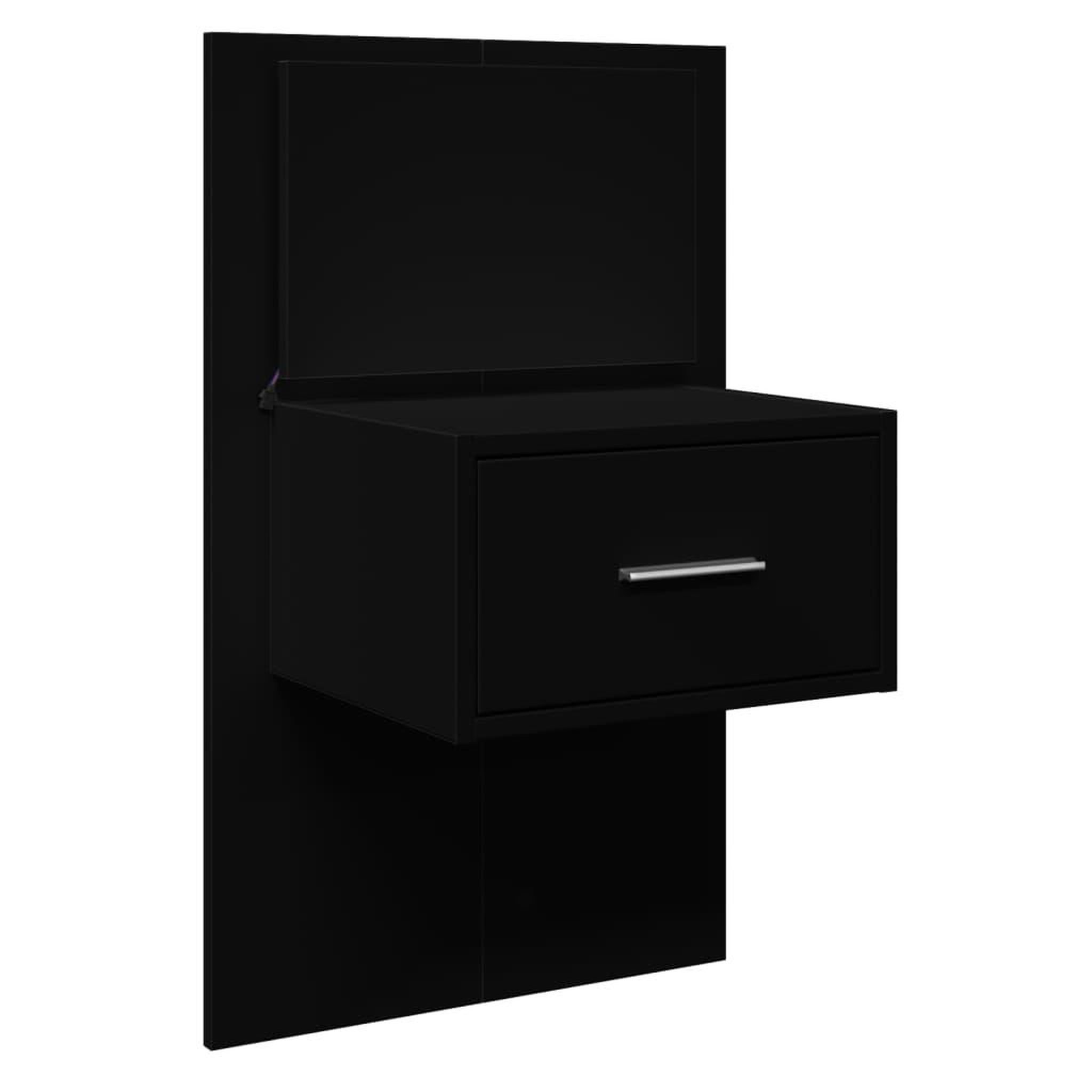 Voir la diapositive 3 : VIDAXL Table de chevet murale avec lumieres LED noir