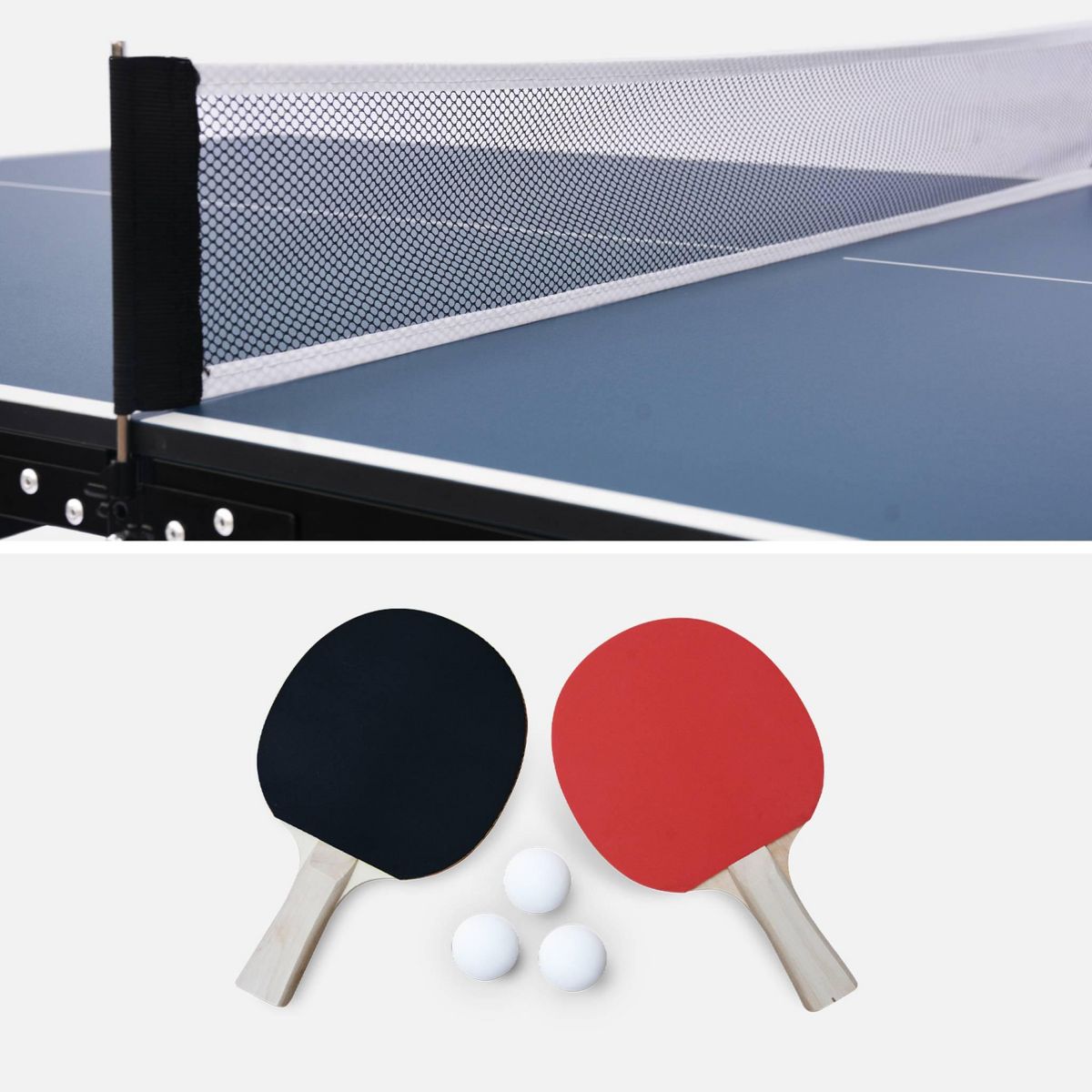 SWEEEK Table de ping pong d'intérieur médium avec 2 raquettes et 3 balles