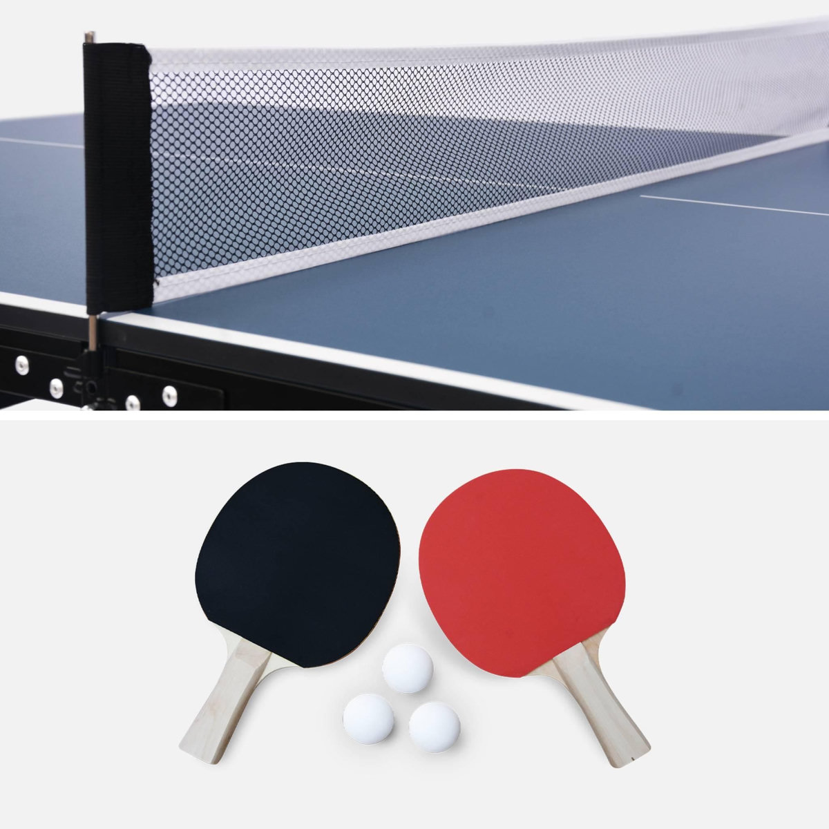 SWEEEK Table de ping pong d'intérieur médium avec 2 raquettes et 3 balles