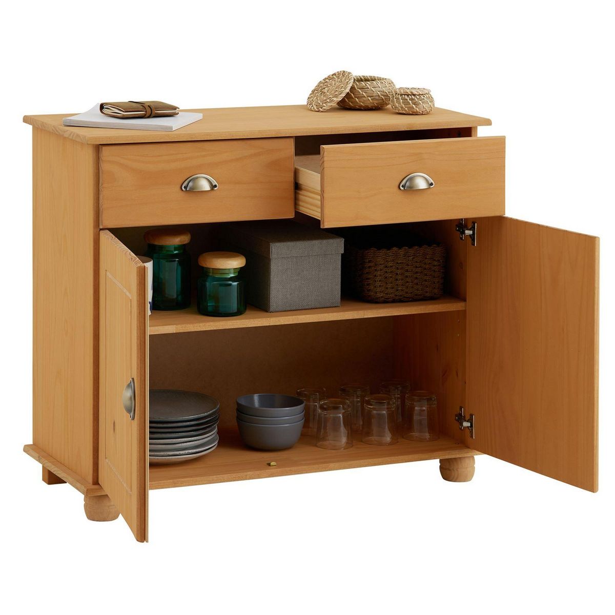 IDIMEX Buffet COLMAR en pin massif, 2 tiroirs et 2 portes