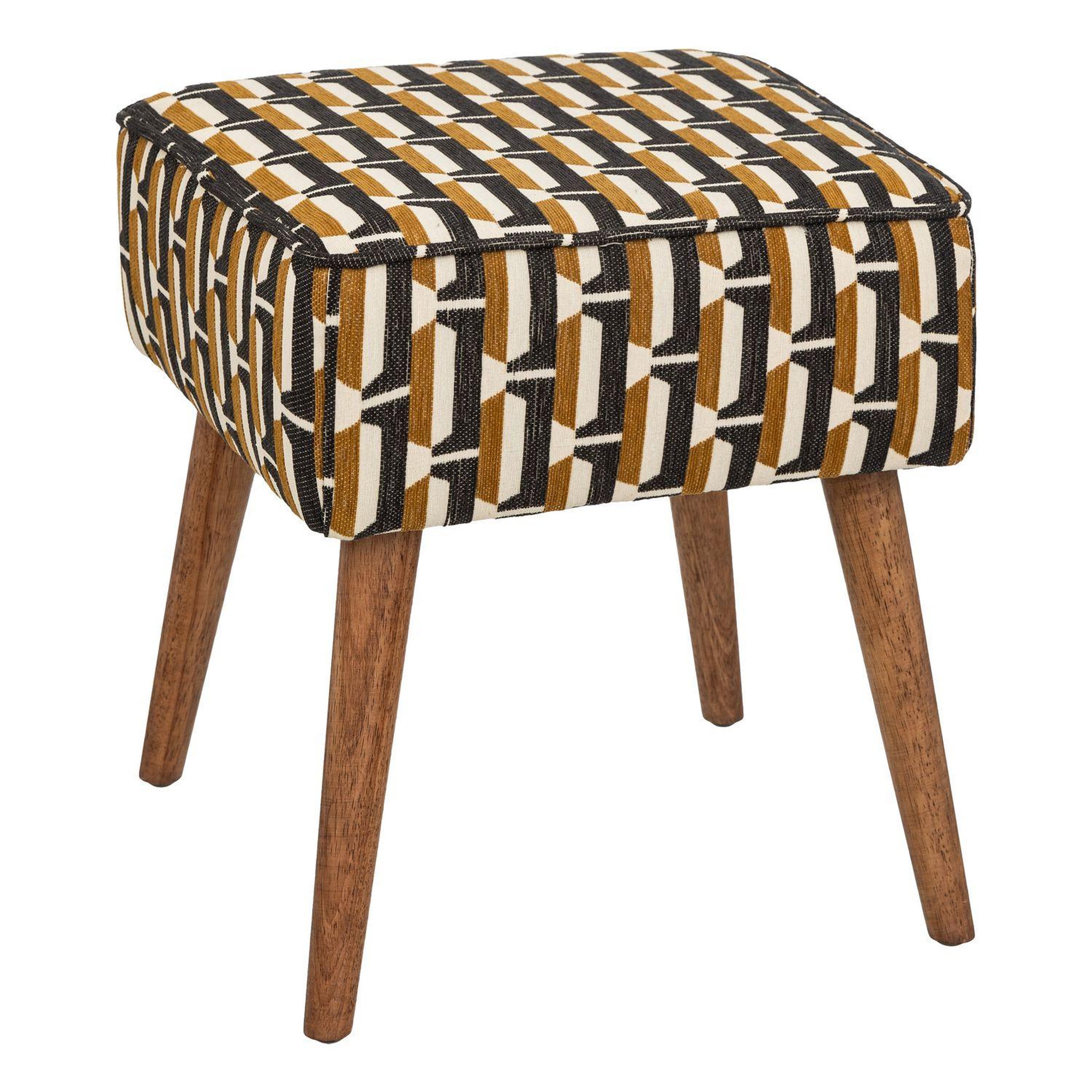 ATMOSPHERA Tabouret d'appoint en tissu jacquard chiara. Coloris disponibles : Marron, Noir