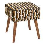 ATMOSPHERA Tabouret d'appoint en tissu jacquard CHIARA. Coloris disponibles : Noir, Marron