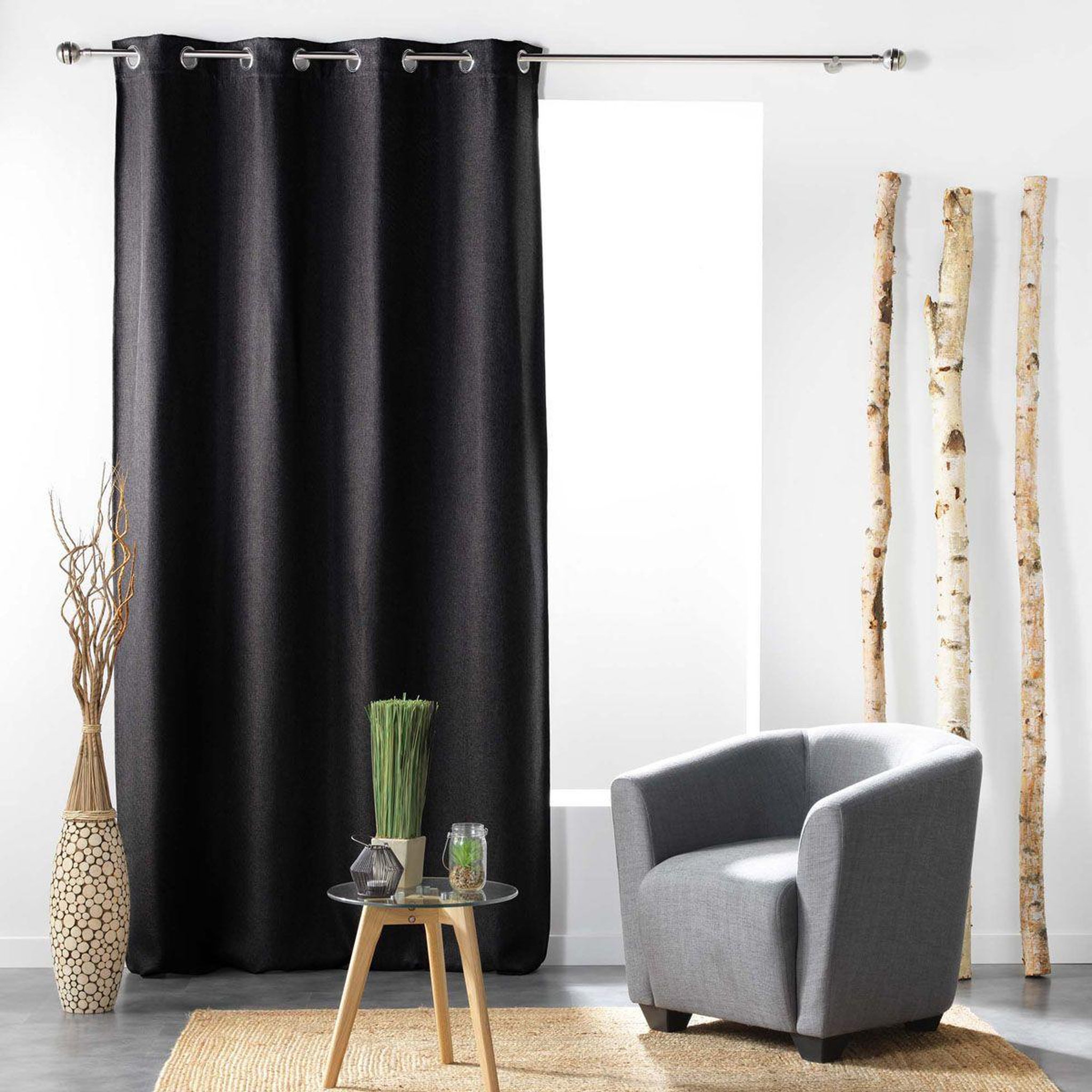 Voir la diapositive 3 : Douceur d'Intérieur Rideau occultant tissé  tramina  135x240cm noir
