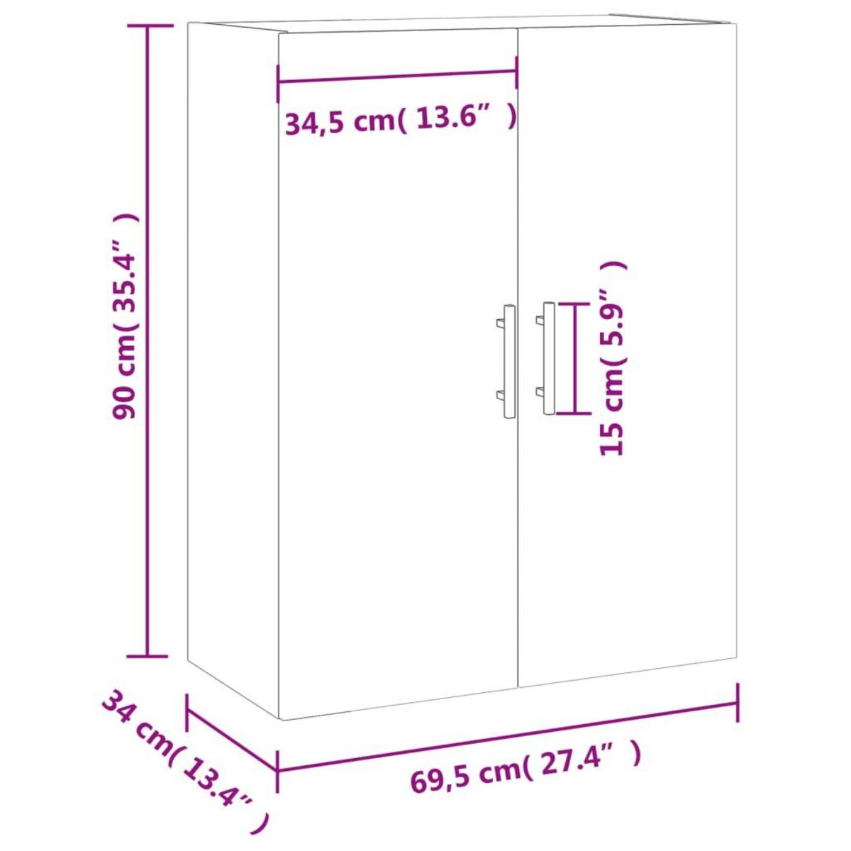 VIDAXL Armoire murale blanc 69,5x34x90 cm