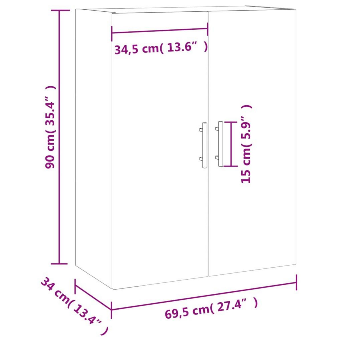 VIDAXL Armoire murale blanc 69,5x34x90 cm