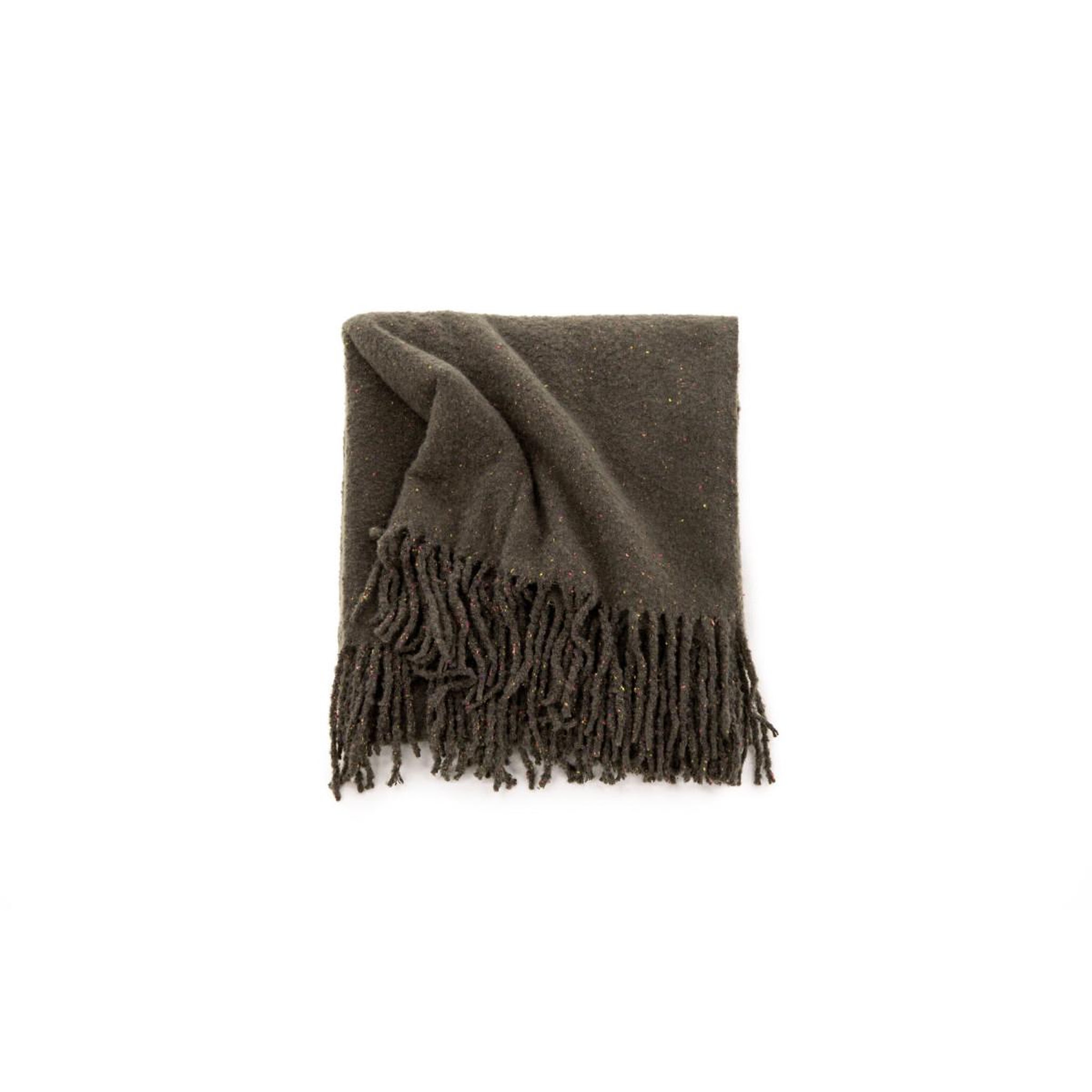 Voir la diapositive 3 : Paris Prix Plaid à franges  tilly  130x170cm gris foncé