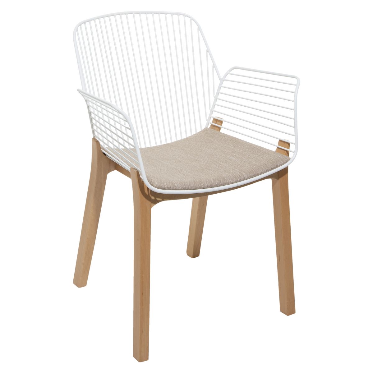 ATMOSPHERA Lot de 2 fauteuils filaires pieds bois massif SHELBY