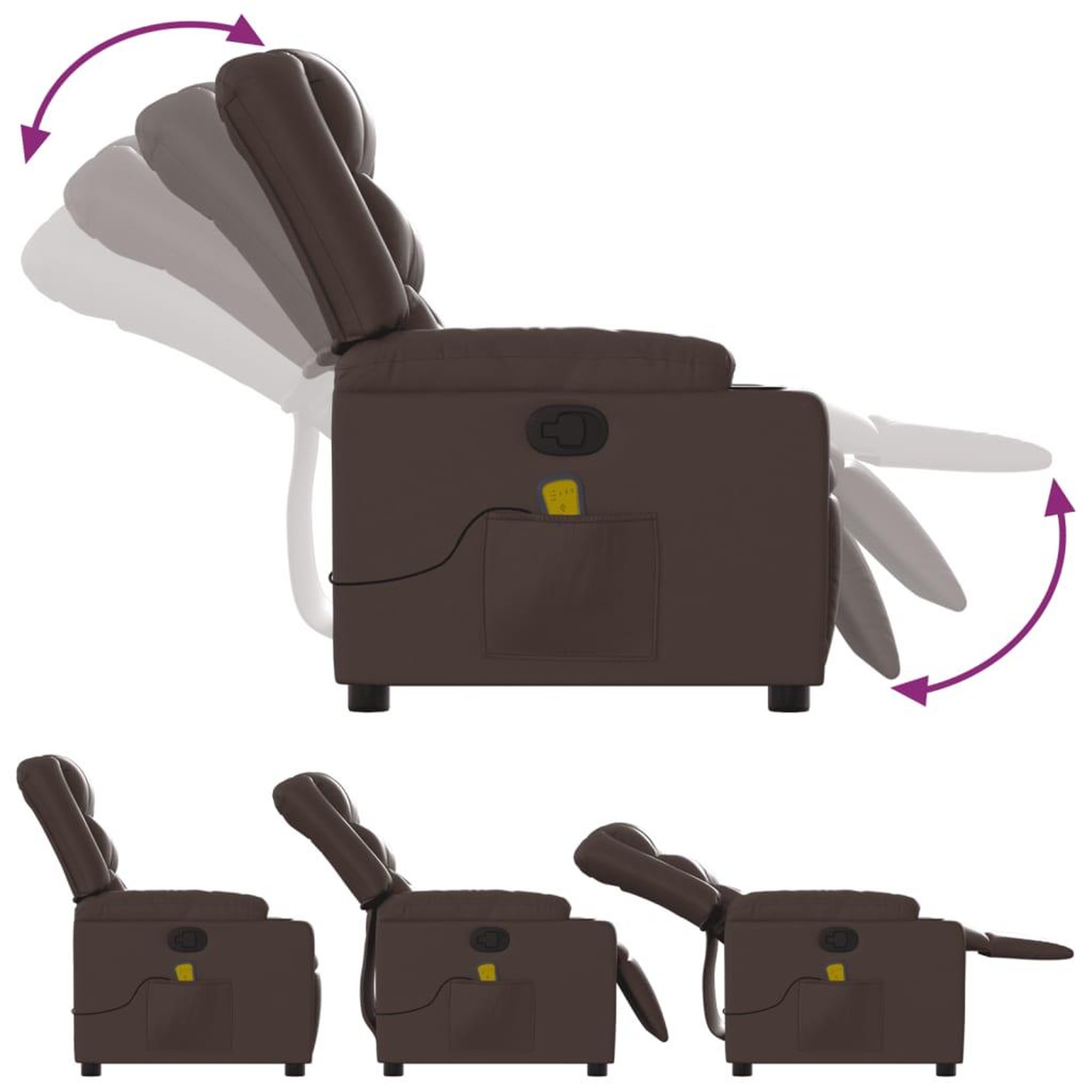 Voir la diapositive 5 : VIDAXL Fauteuil de massage inclinable Marron Similicuir