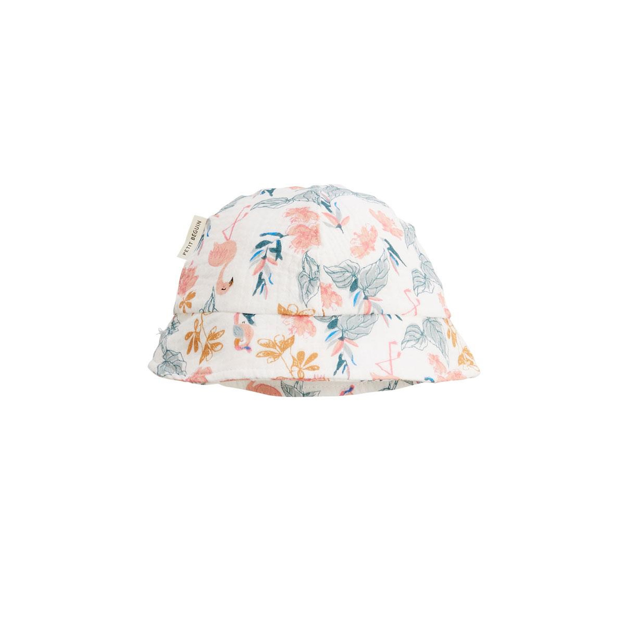 Petit Béguin Bob bébé en gaze de coton Flamingo. Coloris disponibles : Beige