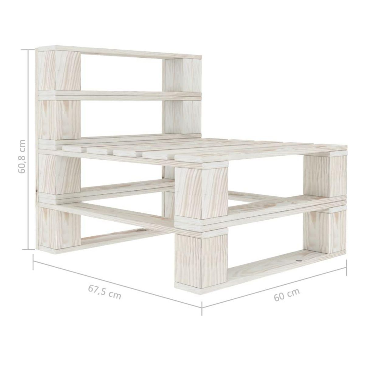 VIDAXL Canape de milieu palette de jardin bois blanc