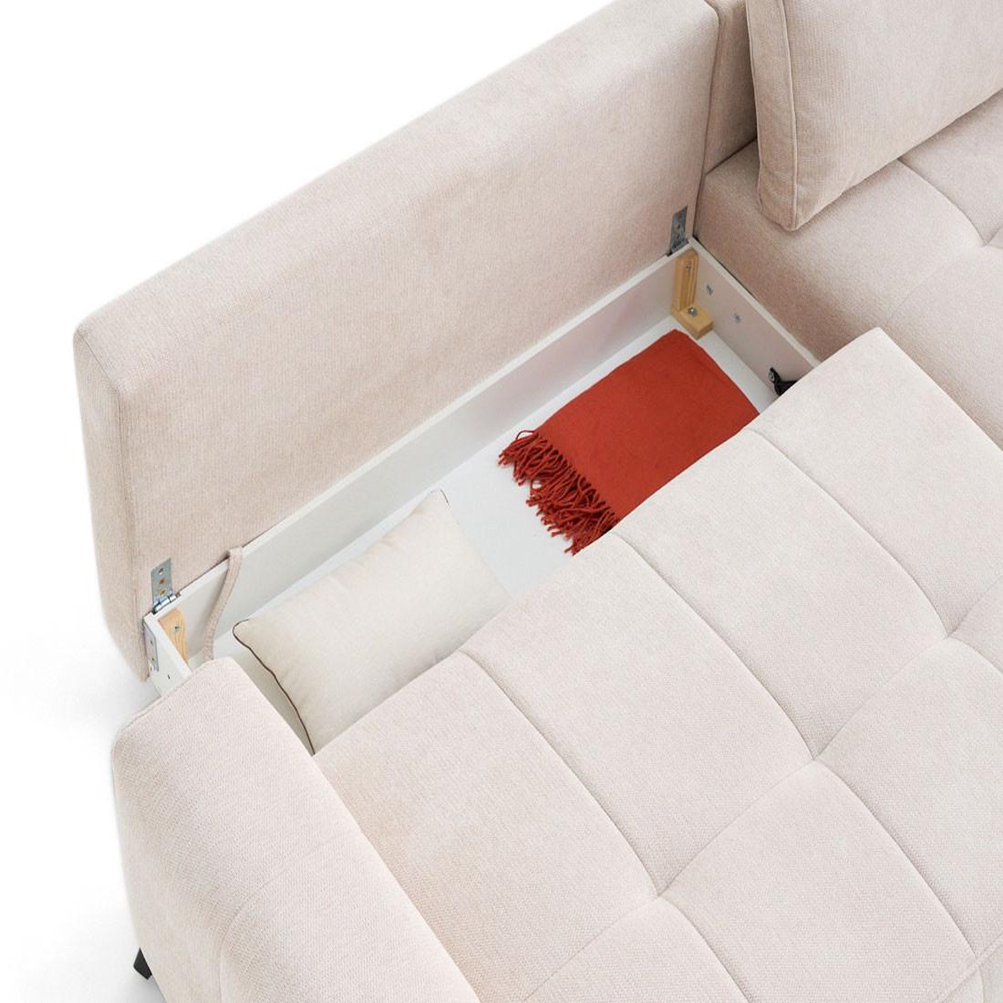 Voir la diapositive 6 : LISA DESIGN Rimini - canapé d'angle droit 4 places convertible avec coffre en tissu texturé