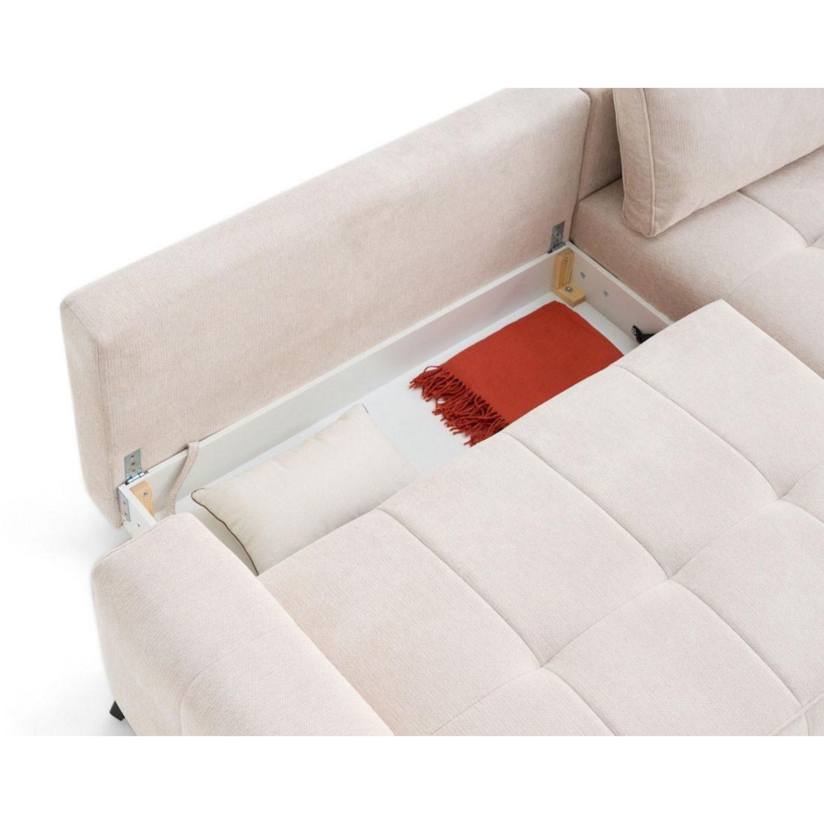 LISA DESIGN Rimini - canapé d'angle droit 4 places convertible avec coffre en tissu texturé