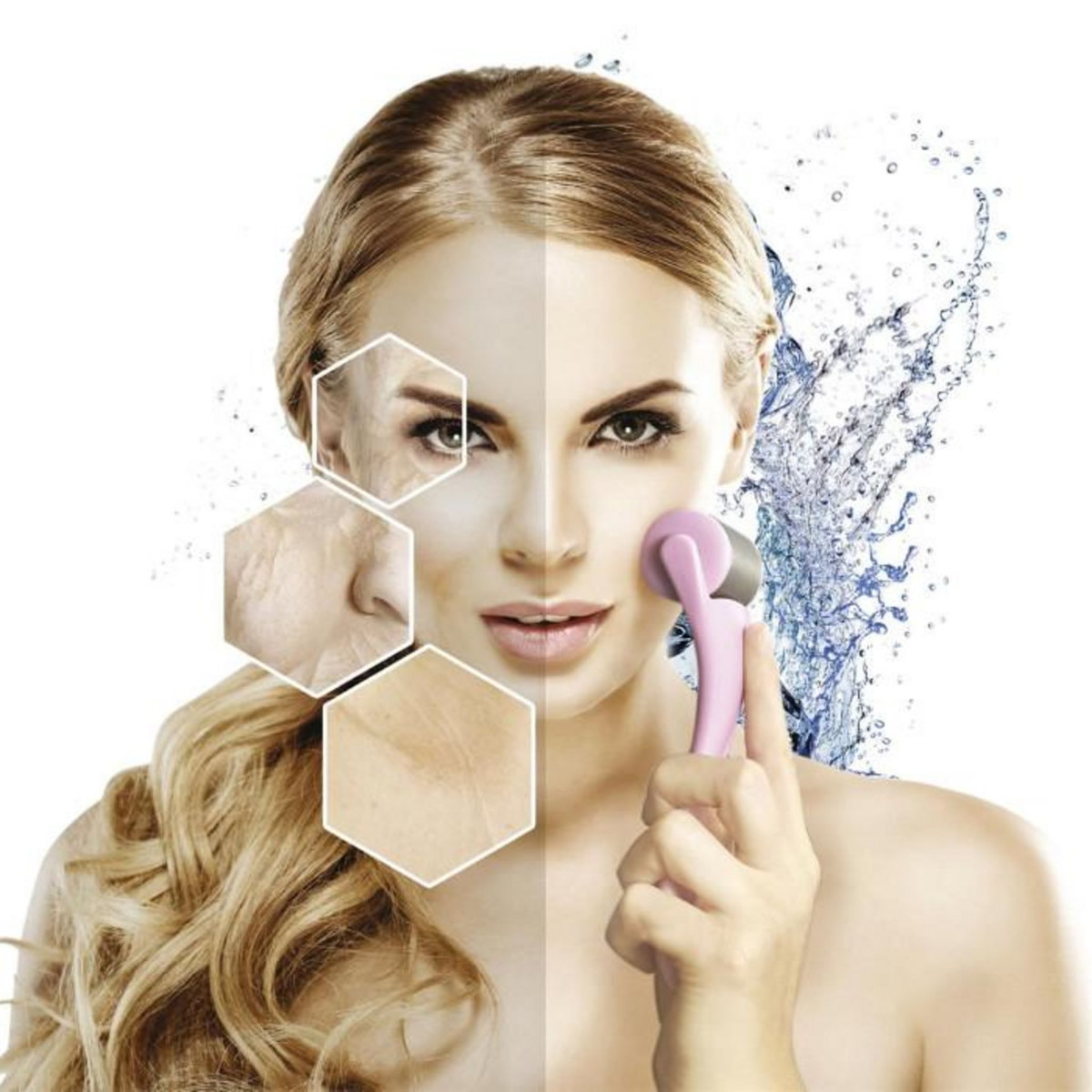 Paris Prix Rouleau de Massage Visage  Fraîcheur  18cm Rose