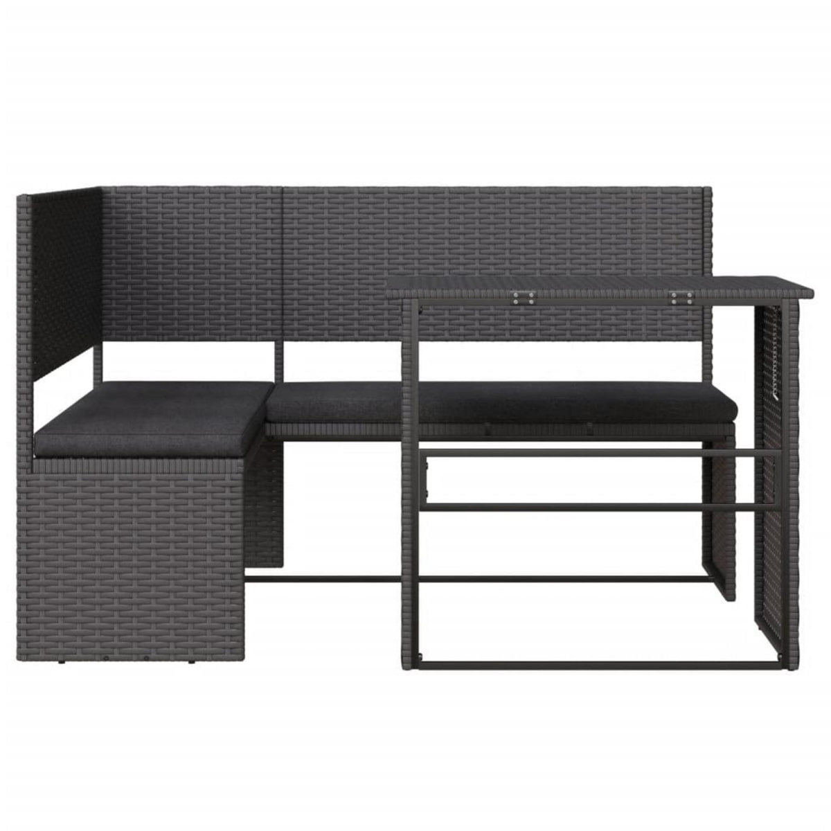 VIDAXL Canape de jardin avec table et coussins en forme de L noir