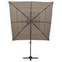 Voir la diapositive 2 : VIDAXL Parasol de jardin a 4 niveaux avec mat en aluminium taupe