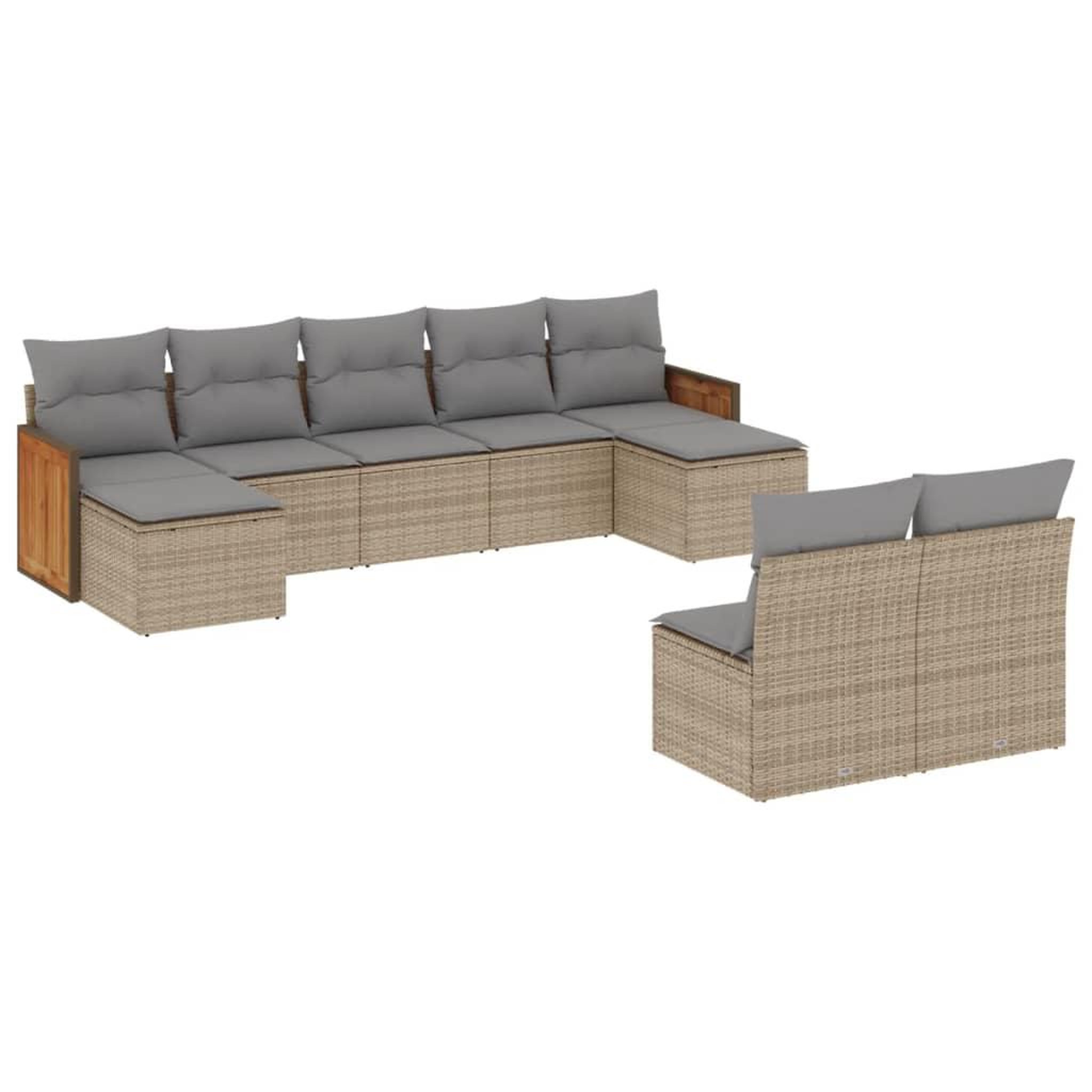 Voir la diapositive 2 : VIDAXL Salon de jardin avec coussins 9 pcs beige resine tressee