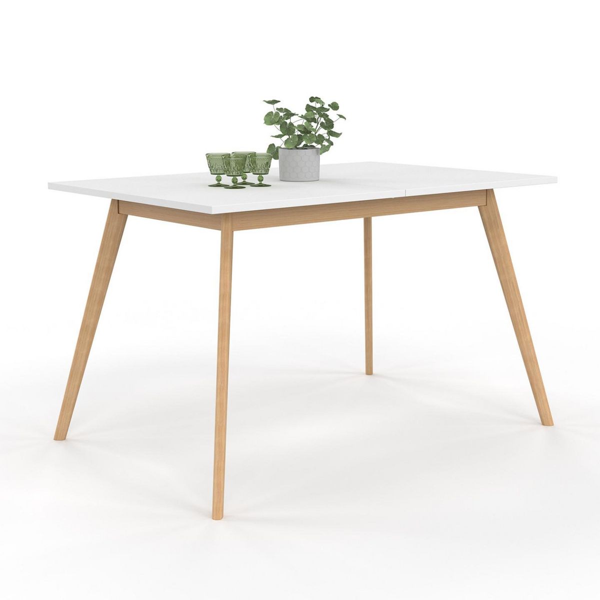 ID MARKET Table scandinave extensible rectangle INGA 4-8 personnes blanche 120-160 cm