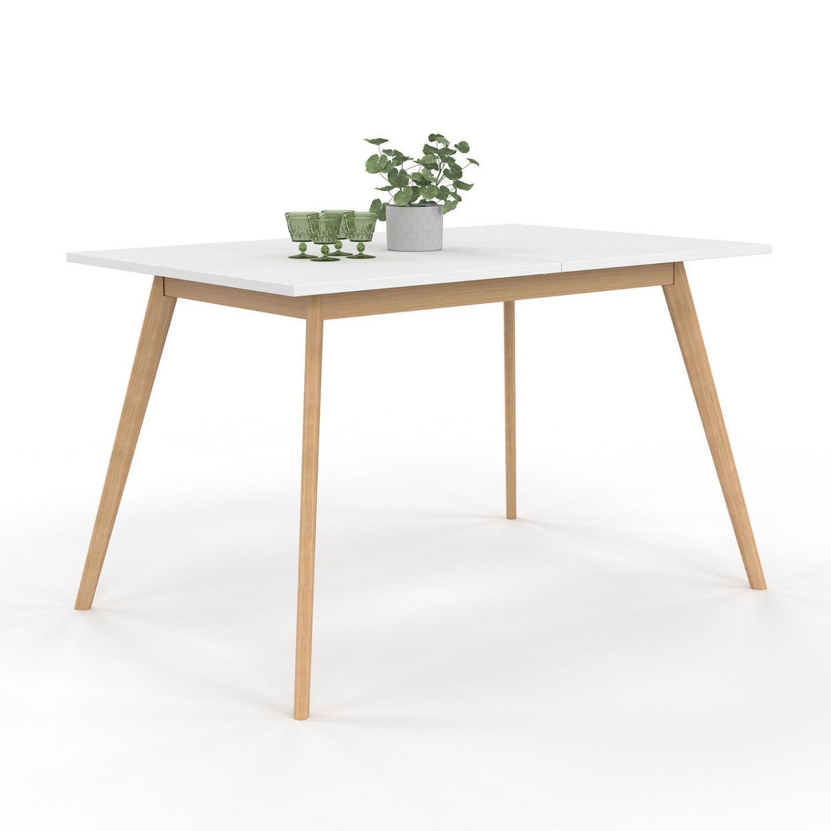 ID MARKET Table scandinave extensible rectangle INGA 4-8 personnes blanche 120-160 cm