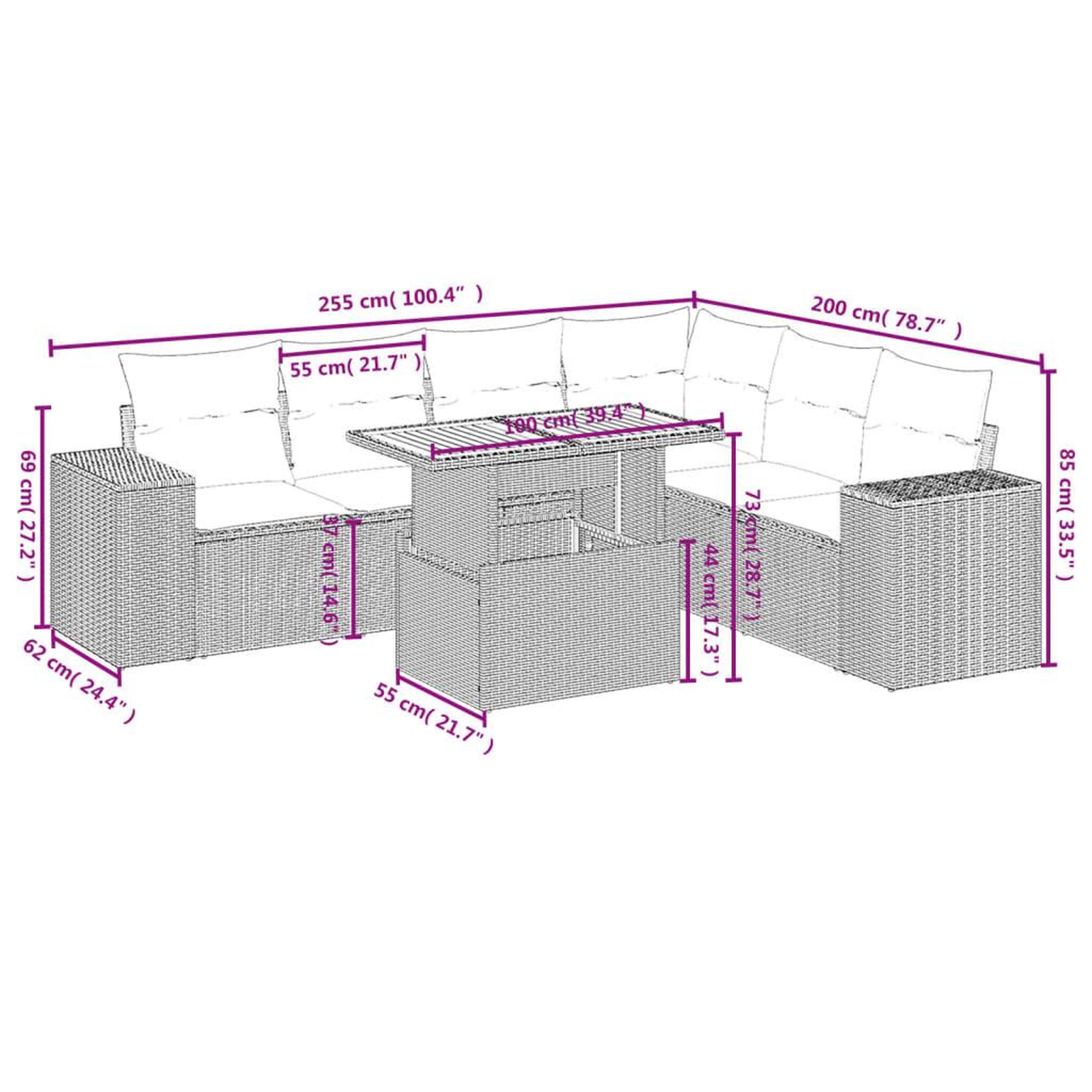 Voir la diapositive 4 : VIDAXL Salon de jardin 7 pcs avec coussins noir resine tressee