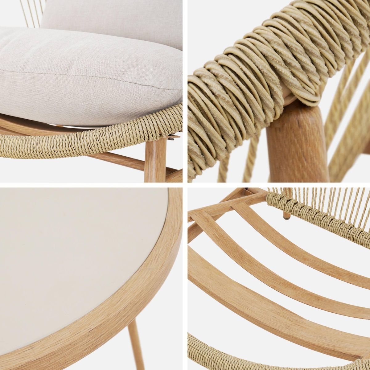 SWEEEK Set de 2 fauteuils de jardin avec table acier et rotin beige. 79x92x79cm - Narola