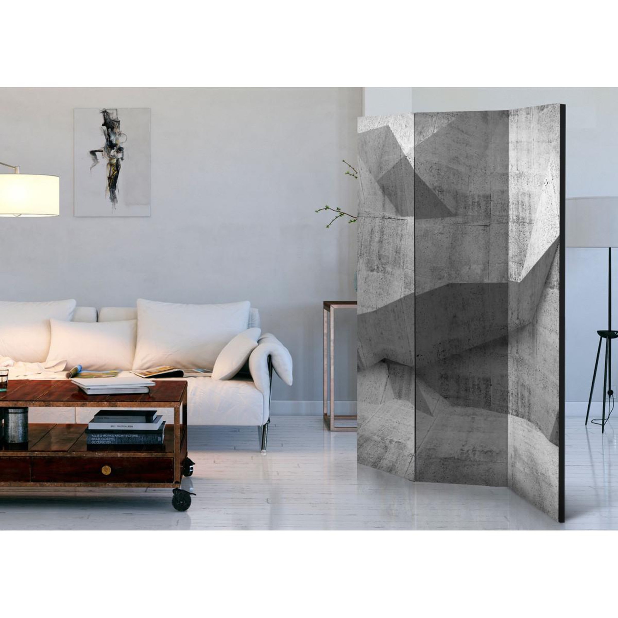 Voir la diapositive 2 : Paris Prix Paravent 3 volets  concrete geometry  135x172cm