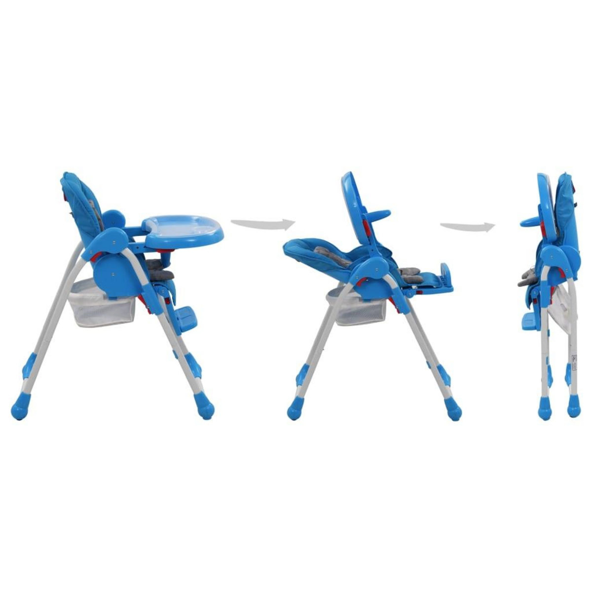 VIDAXL Chaise haute pour bebe Bleu et gris