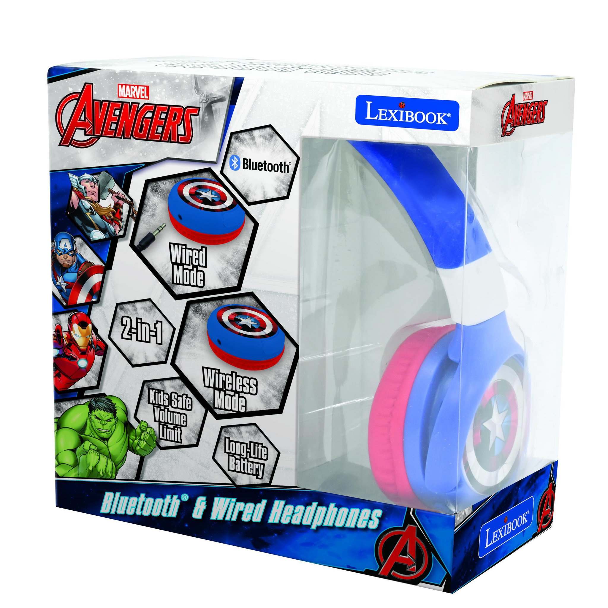 Voir la diapositive 5 : Lexibook Casque 2 en 1 Avengers Bluetooth et Filaire avec limitation de son