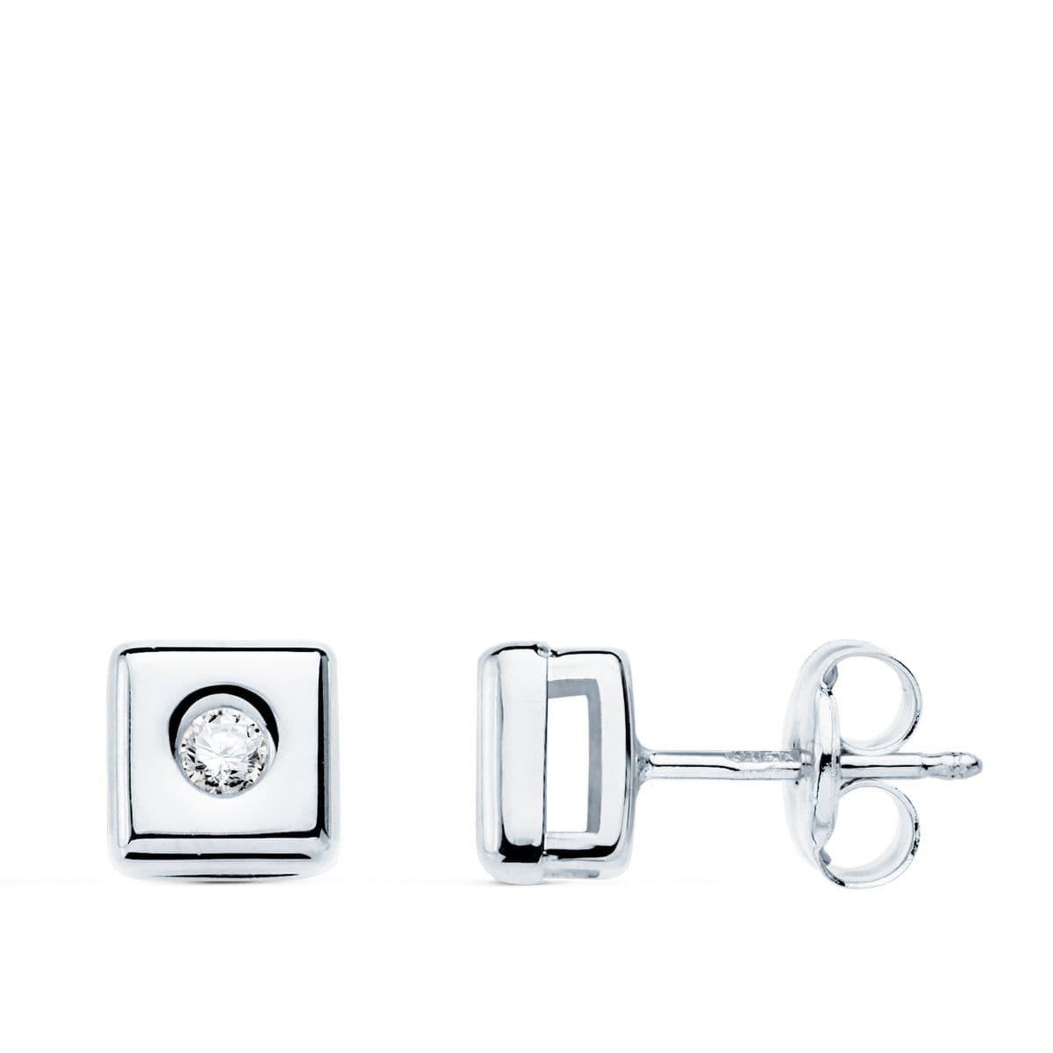 L'ATELIER D'AZUR Boucles d'Oreilles Solitaires Diamants de Synthèse 0.10 Carats - Or 18 Carats 750 Blanc