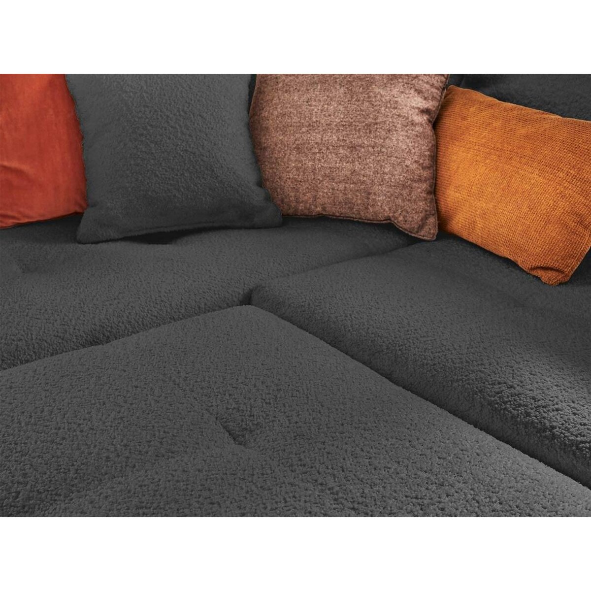 LISA DESIGN Rune - canapé d'angle gauche - 4 places - avec pouf d'appoint - en tissu bouclette