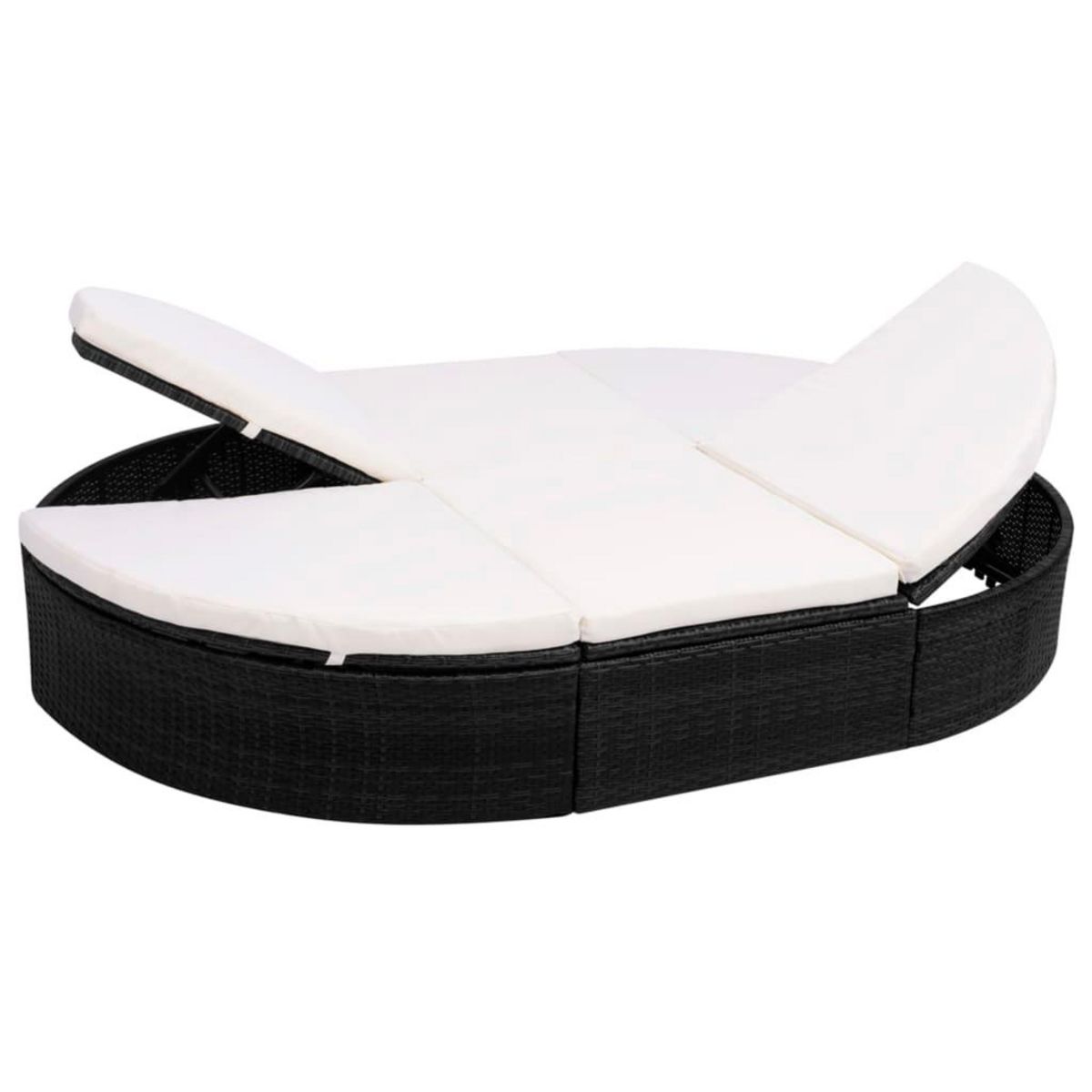 VIDAXL Lit de repos d'exterieur avec coussin Resine tressee Noir