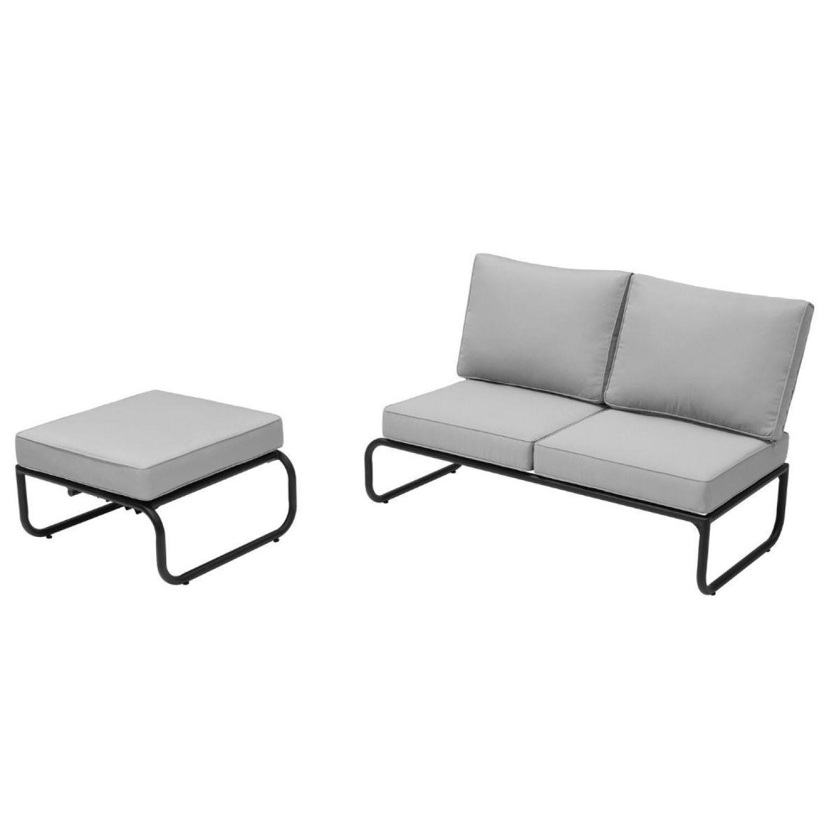 CONCEPT USINE Salon de jardin canapé modulable 2-3 places gris en aluminium SORRENTO