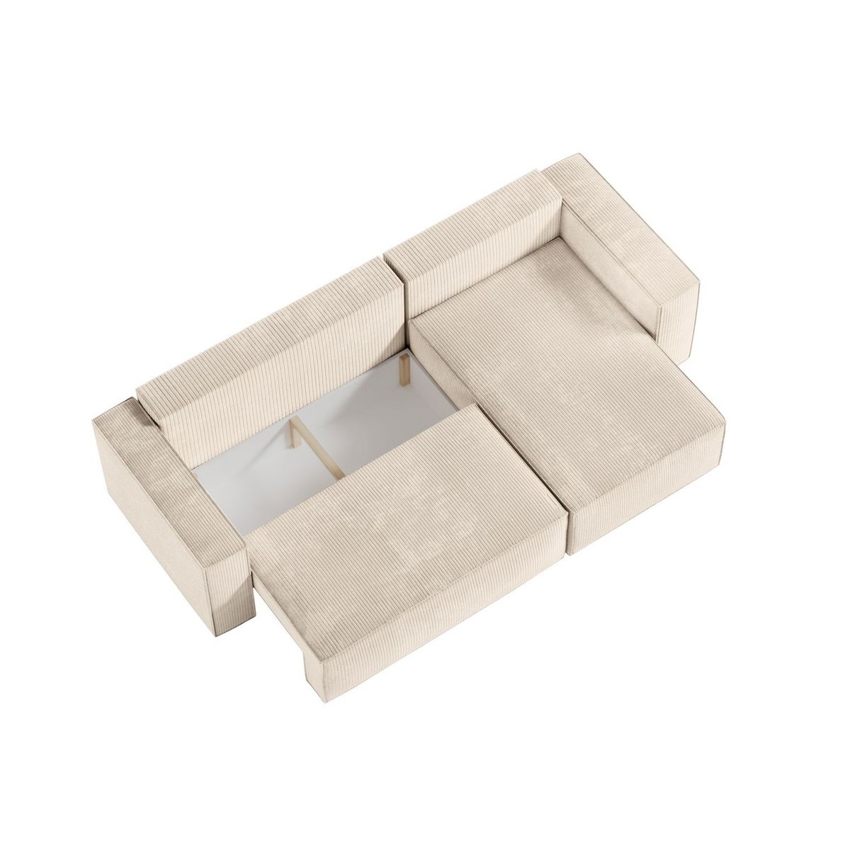 Canapé d'angle convertible réversible 3 places + 1  pouf velours côtelé  DAPHNE