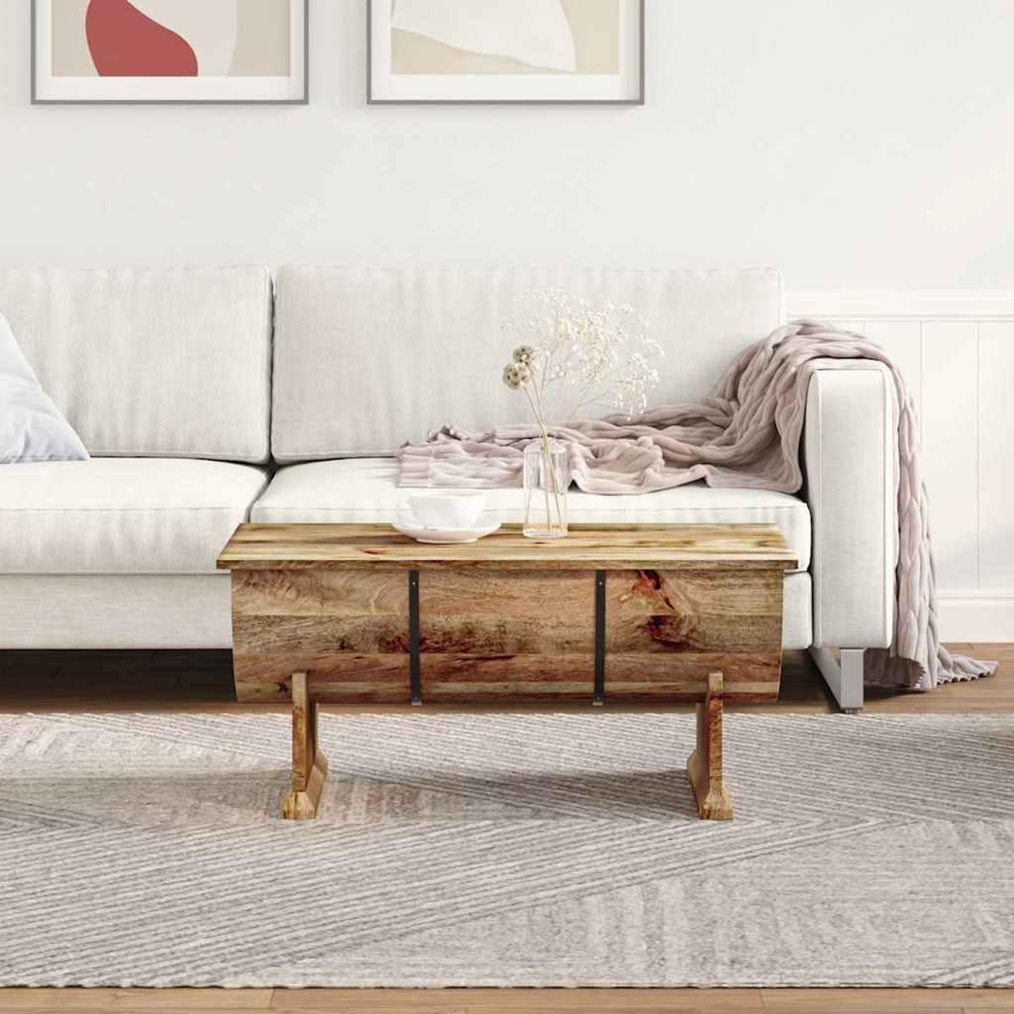 Voir la diapositive 3 : VIDAXL Table basse bois de manguier massif 88x50x40 cm