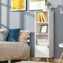 Voir la diapositive 2 : HOMCOM Meuble de rangement colonne design scandinave - 3 niches, placard porte - piètement effilé incliné bois pin panneaux particules blanc