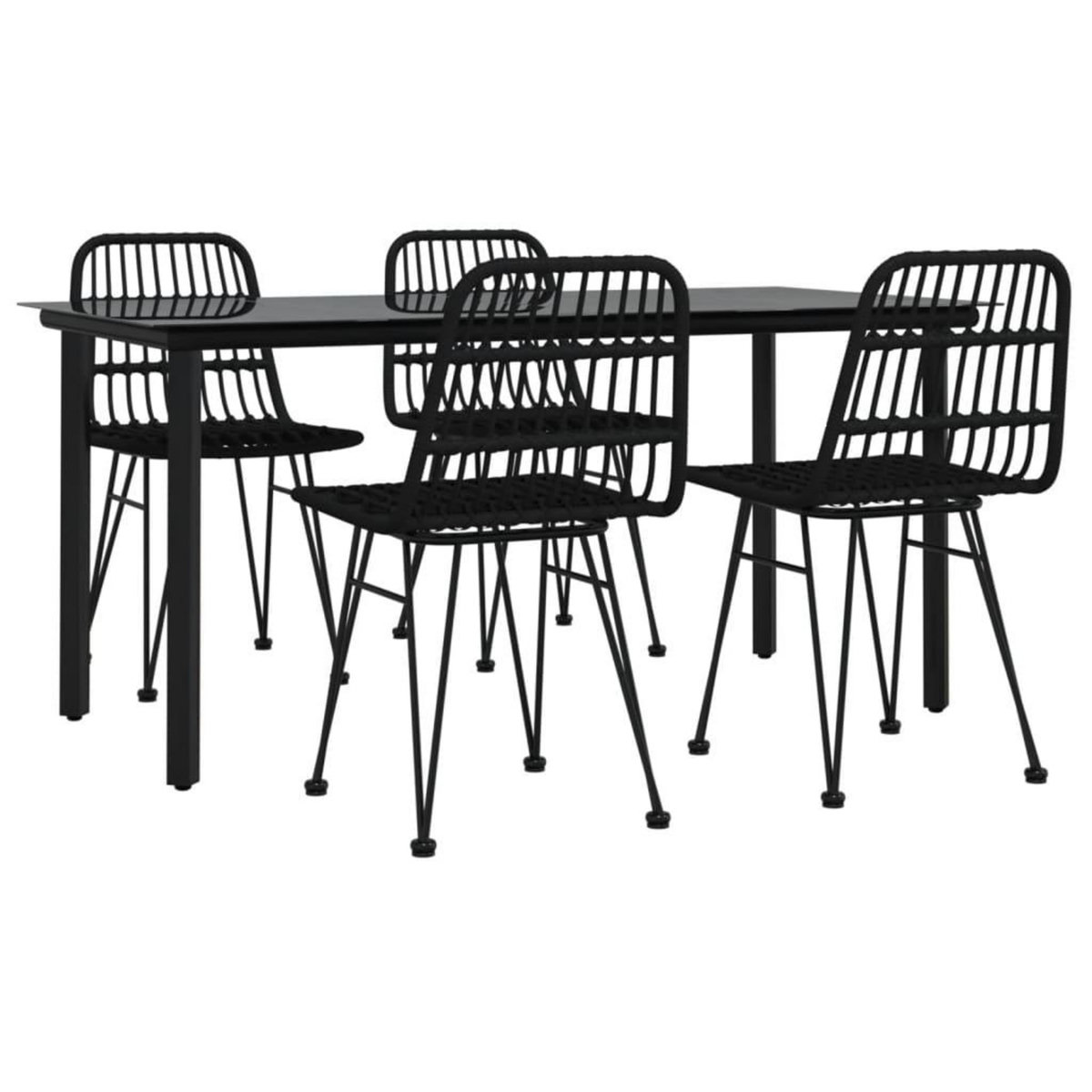 VIDAXL Ensemble a manger de jardin 5 pcs Noir Resine tressee