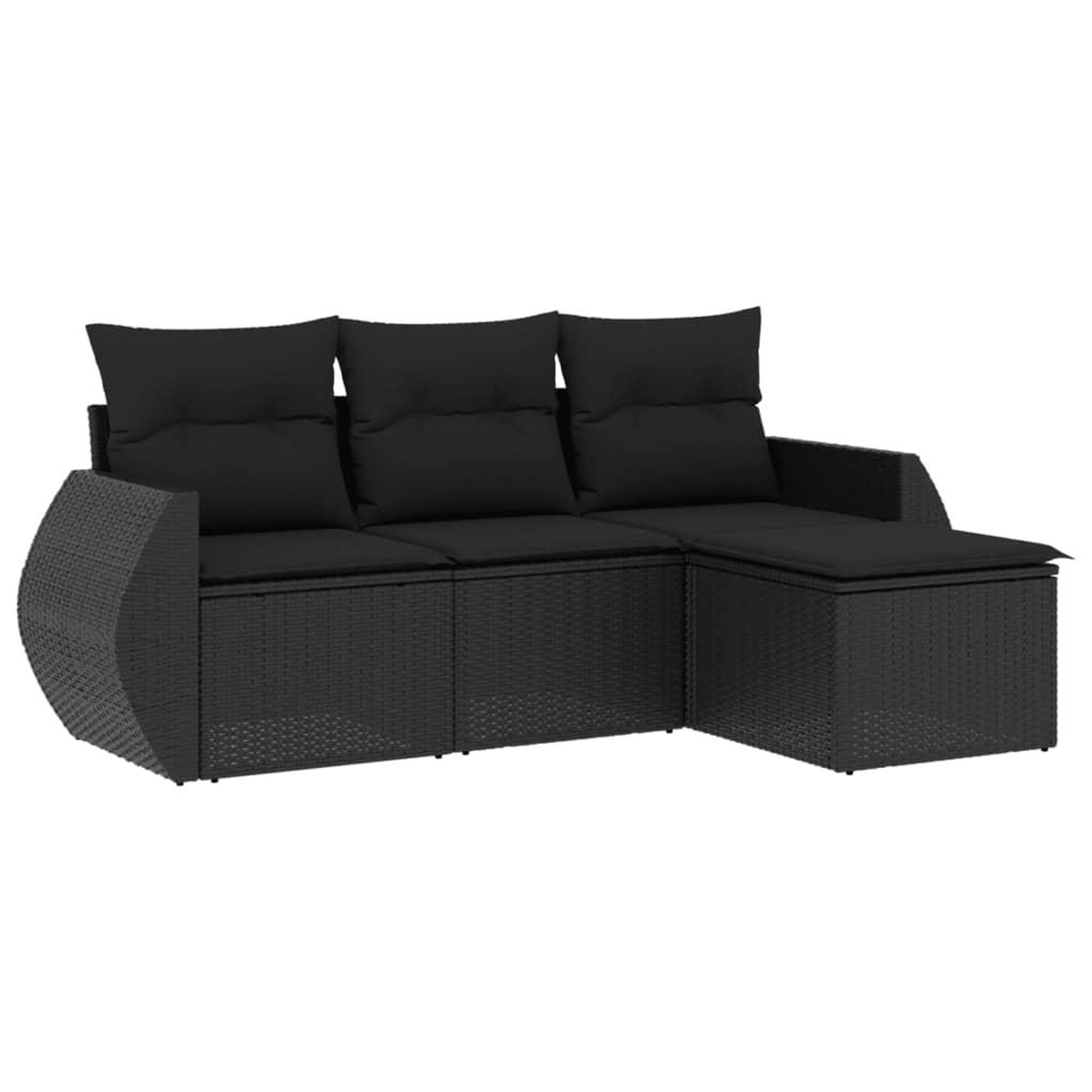 Voir la diapositive 2 : VIDAXL Salon de jardin 4 pcs avec coussins noir resine tressee
