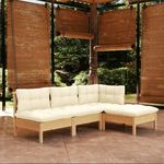 VIDAXL Salon de jardin 4 pcs avec coussins creme Bois de pin