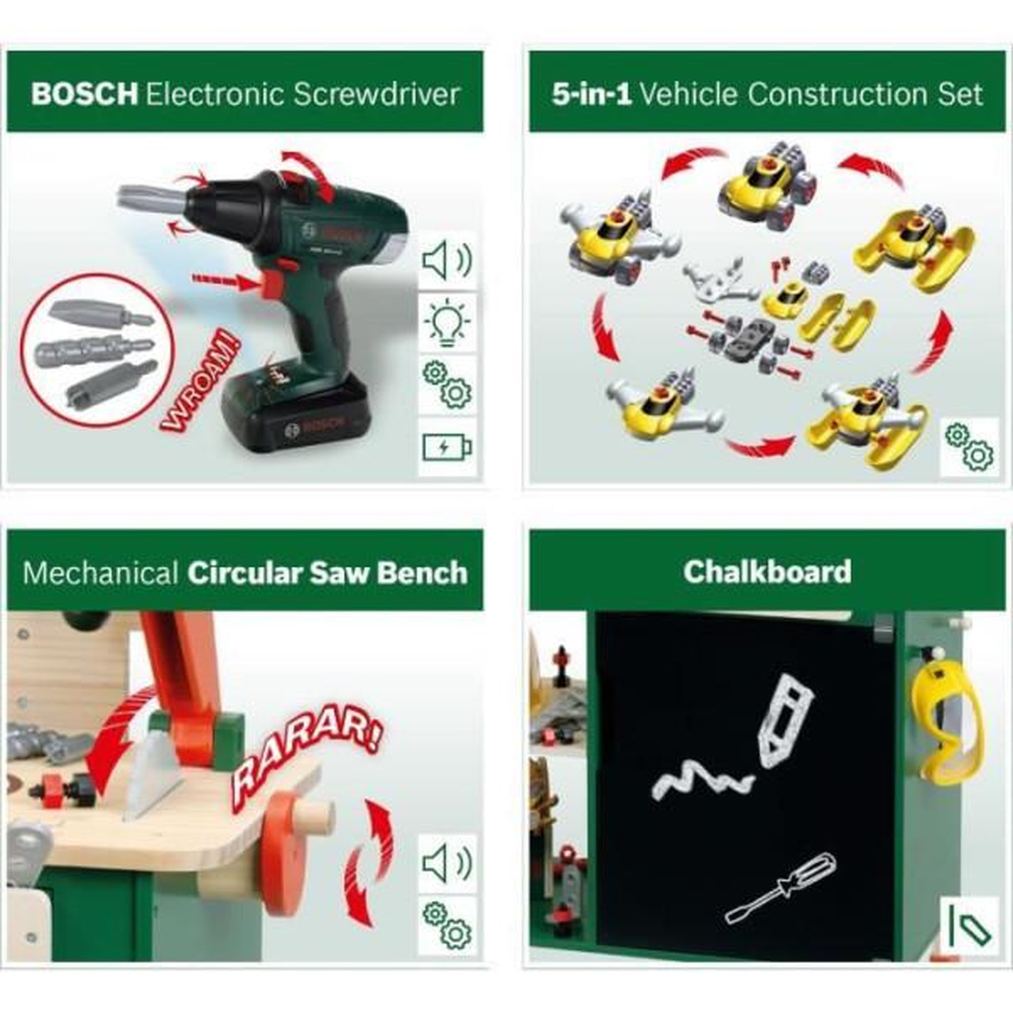 Voir la diapositive 3 : Klein Établi Bosch Klein Toys en bois avec accessoires de bricolage