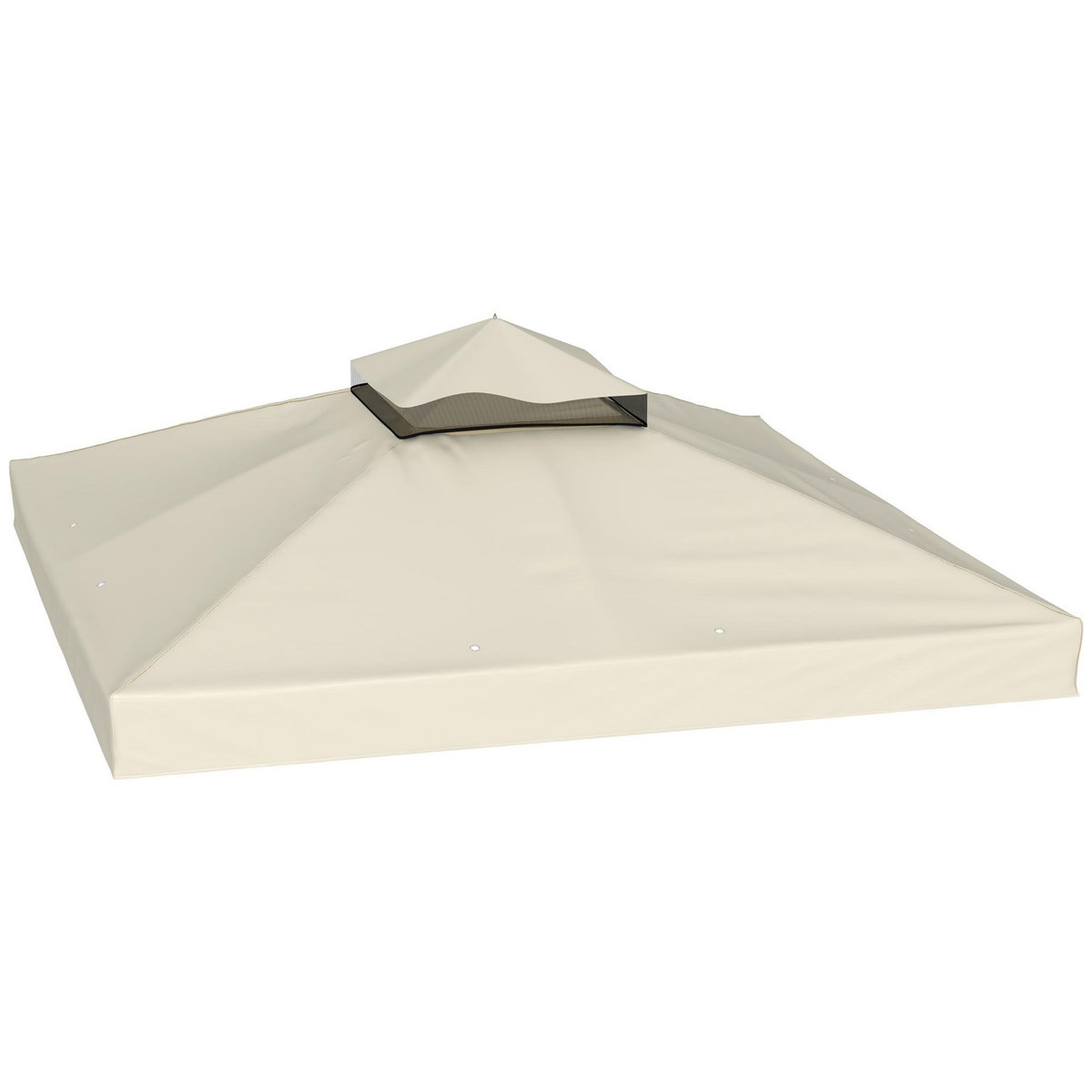 OUTSUNNY Toile de rechange barnum tonnelle 3 x 3 m - toit double avec œillets drainage - polyester haute densité 370 g/m² beige