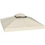 OUTSUNNY Toile de rechange barnum tonnelle 3 x 3 m - toit double avec œillets drainage - polyester haute densité 370 g/m² beige