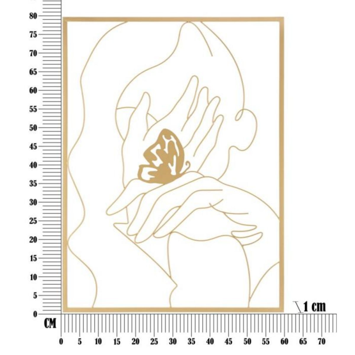 Paris Prix Décoration Murale Encadrée en Métal  Mains Visage  80cm Or