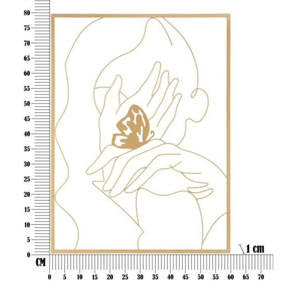 Paris Prix Décoration Murale Encadrée en Métal  Mains Visage  80cm Or