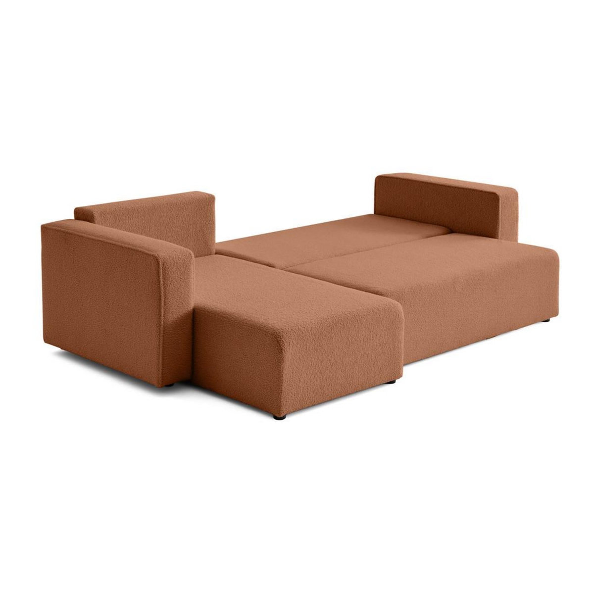 BEST MOBILIER Topaze - canapé d'angle réversible - 4 places - convertible avec coffre - en tissu bouclette
