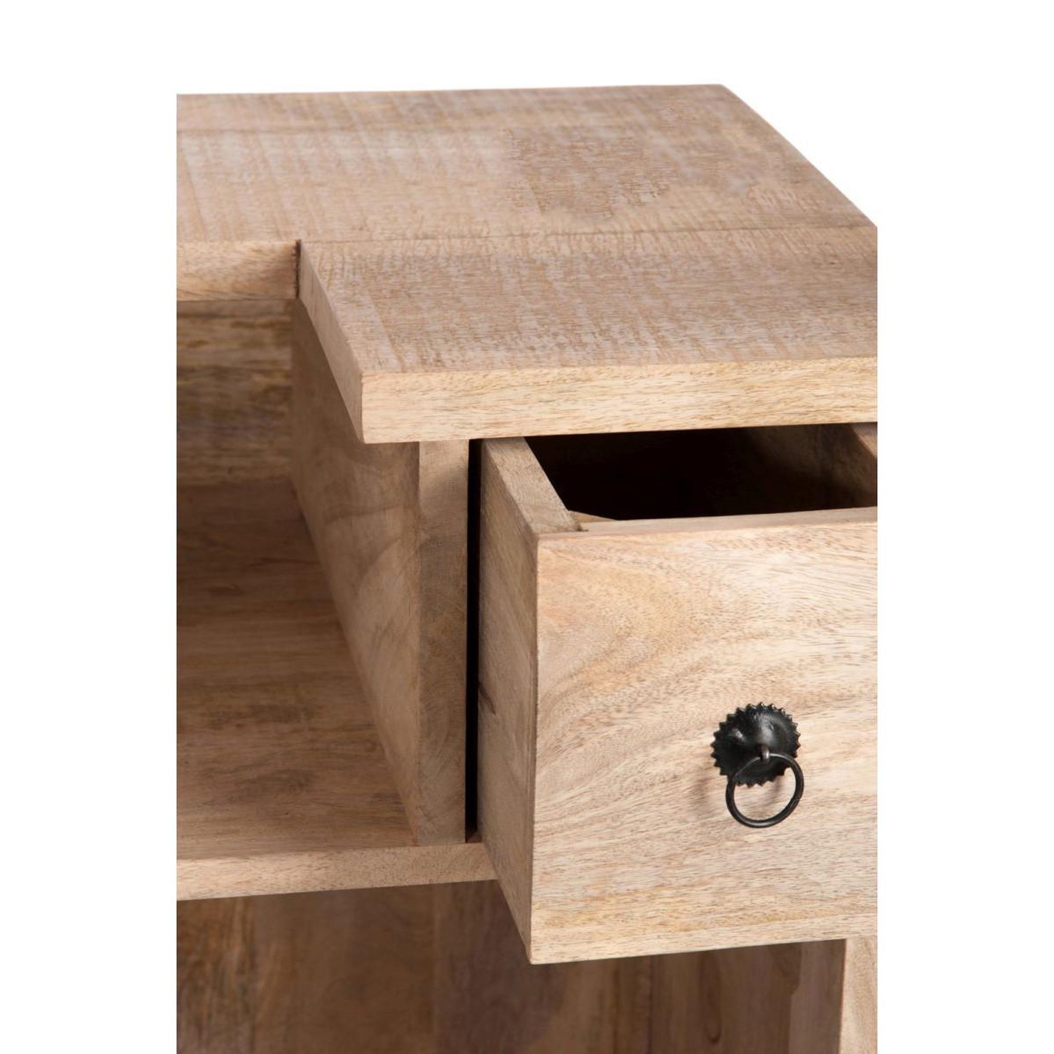 Voir la diapositive 5 : J-LINE Bar en Bois 2 Tiroirs  Theodore  120cm Naturel