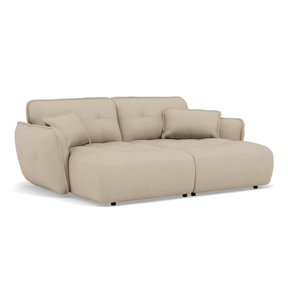 LISA DESIGN Thais - canapé droit 4 places avec double méridienne assise profonde en tissu texturé