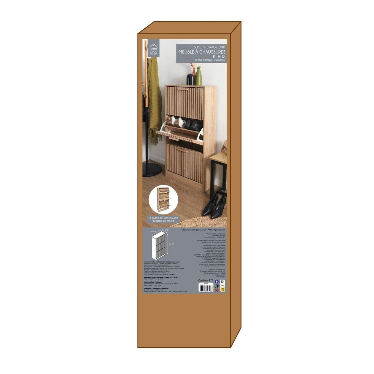 The Home Deco Factory Meuble à chaussures avec 3 portes Saulk - Marron