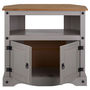 Voir la diapositive 5 : IDIMEX Meuble TV RAMON avec 2 portes, style mexicain en pin massif gris et brun